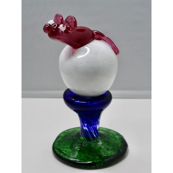 Austin Norvell Hand Blown Art Glass Mouse on Golf Tee Figurine Sculpture - Picture 14 of 16